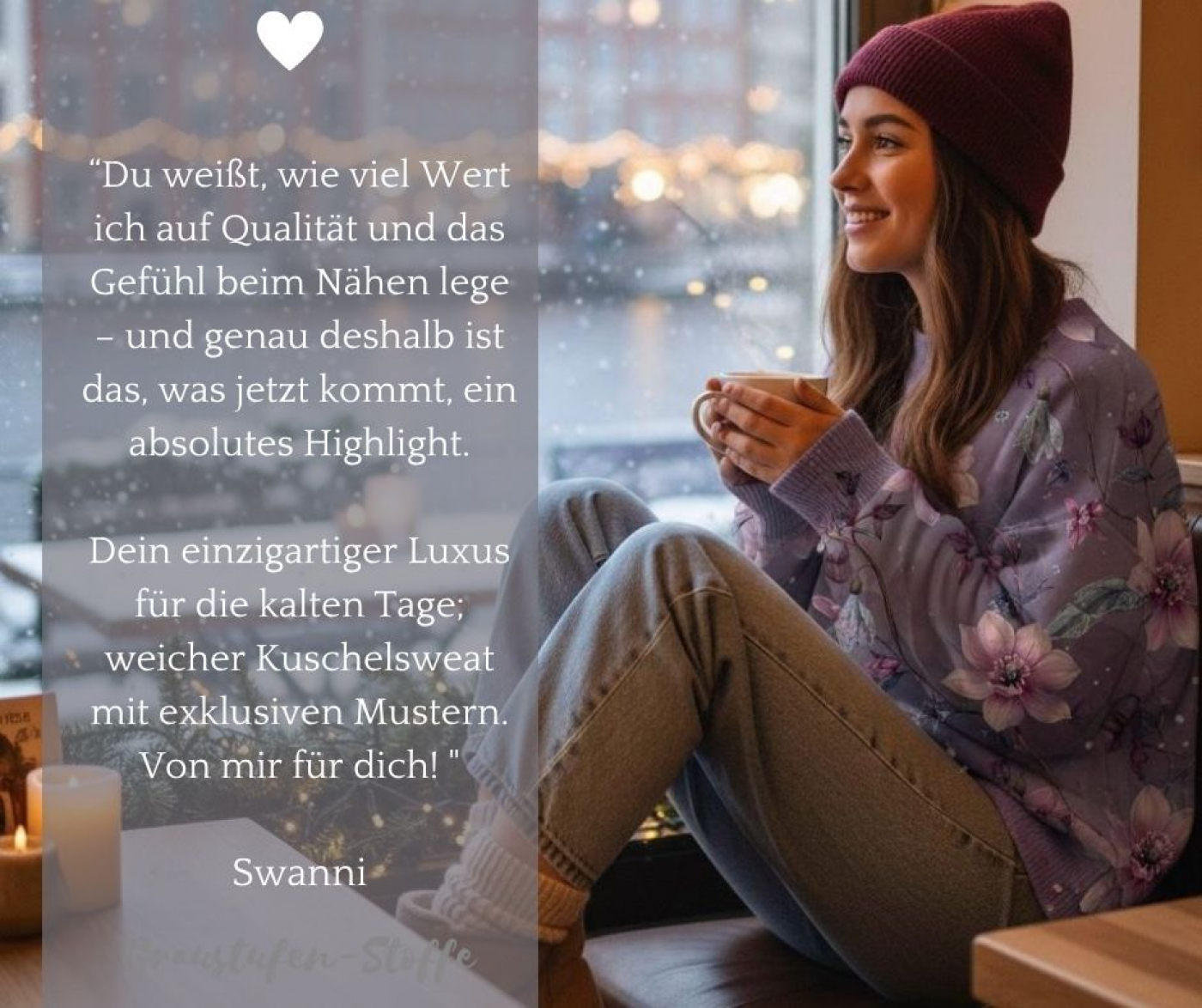Winterglück-Kollektion: Seelenwärmer I Kuschelsweat mit Überbreite